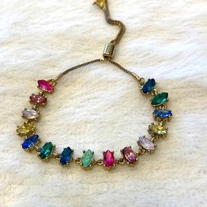 Adjustable Gold chain bracelet made with multi colored gemstone. New